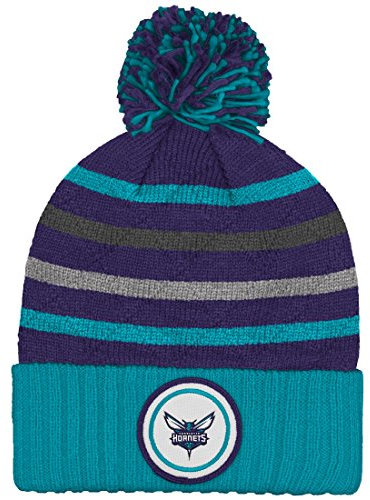 Mitchell & Ness Charlotte Hornets NBA Quilted Crown Cuffed Knit Hat Hut w/Pom