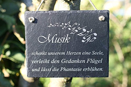 condecoro Schiefer Schild Musik - schenkt unserem Herzen eine Seele Schiefertafel Wandbild