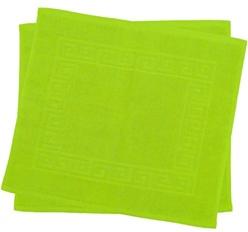 Julie Julsen 2er Pack 50 x 40 cm Badvorleger in Premium Qualität 900 gm2 in aktuellen Farben und 4 Größen aus Baumwolle Badematte Badteppich Duschvorleger Design Spirale Apfelgrün