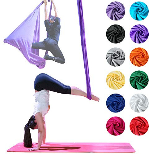 Firetoys® Professional Aerial Yoga Hammock (6m), Made in the UK, Safety Tested & Certified - Lots of Colours! (Silver)