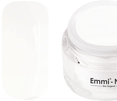 Emmi Nail Glossy-Gel UV Nagelgel 5ml – Hochdeckendes Farbgel mit Glitzer – Kein Versiegeln nötig – Mittelviskos & nicht verlaufend – Hochglanz für Nailart, Fullcover & Studio Nägel - Queens white