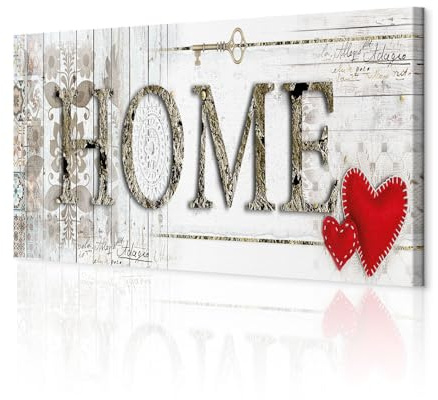 decomonkey Wandbilder Home 120x40 cm 1 Teilig Leinwandbilder Kunstdruck | Strukturleinwand, Holzkeilrahmen, Bild auf Leinwand, Wanddeko, Wohnzimmer, Wanddekoration, Haus