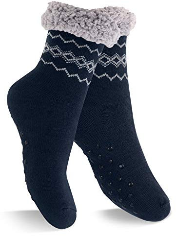 Footstar Damen und Herren Winter Haussocken (1 Paar) Kuschelsocken - Navy 43-46