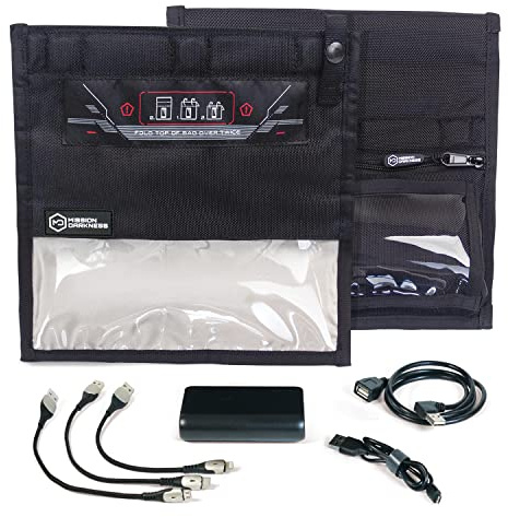 Mission Darkness NeoLok Faraday Bag for Phones with Battery Kit + 12,800mAh Continuously Charging Power Bank // Mobile Device Shielding & Charging for Law Enforcement & Military Digital Forensics