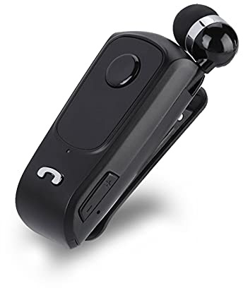 Auricolare Senza Fili Bluetooth con Filo Retrattile,Wireless Stereo Headset con Clip Microfono per ,,,ECC.(Nero)