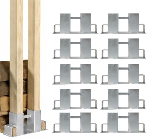 Holzstapelhilfe 10 Stück feuerverzinkt für Kanthölzer 7x7 cm / 4x6 cm | Stapelhilfe Holzstapelhalter Brennholz Kaminholz Gestell Holz