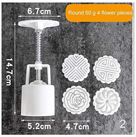 ECOSWAY Quadratisch/Rund Mooncake Gussform Hand Druck Hersteller Form mit Blume Stempel Plastik Kekse Schneider - 2