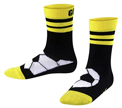 FALKE Unisex Kinder Socken Active Soccer K So Baumwolle Funktionsmaterial dünn atmungsaktiv gemustert 1 Paar, Schwarz Black 3000, 35-38
