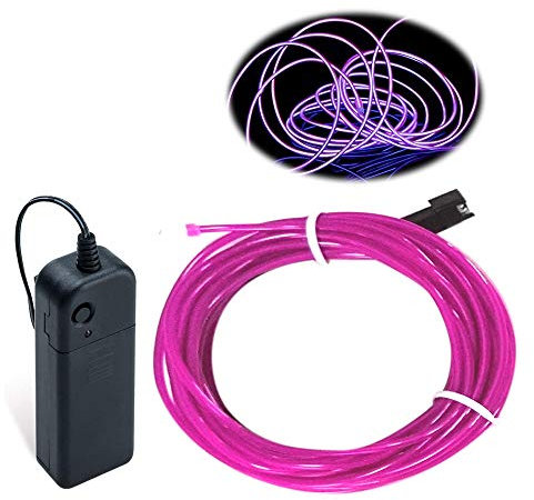 Balabaxer Lila EL Draht, 5M Neon Kabel Mit Batterie Trafo, Leuchtet Electroluminescent, für Partys, Halloween, DIY-Dekoration