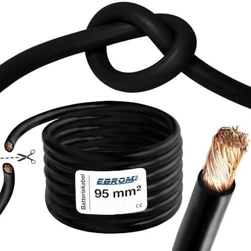 EBROM Cavi per batteria HiFlex (Hi Flex) 95 mmq vendita al metro colore nero molto flessibile guaina in PVC (70 ± 5 Shore) 100% rame OFC per cavo di avviamento cavo di ricarica o funzioni simili