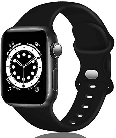 TopPerfekt - Cinturino in Silicone Compatibile con Apple Watch Strap 42 mm 44 mm, Cinturino di Ricambio in Silicone per iWatch Series 6 5 4 3 2 1 SE (Nero, 42/44mm)
