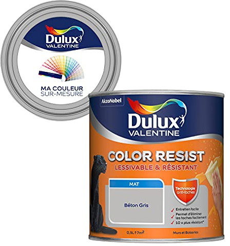 Ma Couleur Sur-Mesure par Dulux Valentine – Peinture Intérieure Murs, Plafonds, Boiseries - Palette Sens, Pièce à Vivre Mat, Béton Gris, 0,5 L