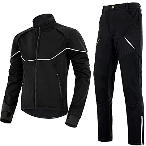 TDHLW Thermo Fahrrad Jacken Herren Winter Fahrradbekleidung Fleece Innen Radjacke Wasserdicht Atmungsaktiv Softshelljacke Winddicht Reflektierende MTB Fahrrad Rainjacke Wintermantel