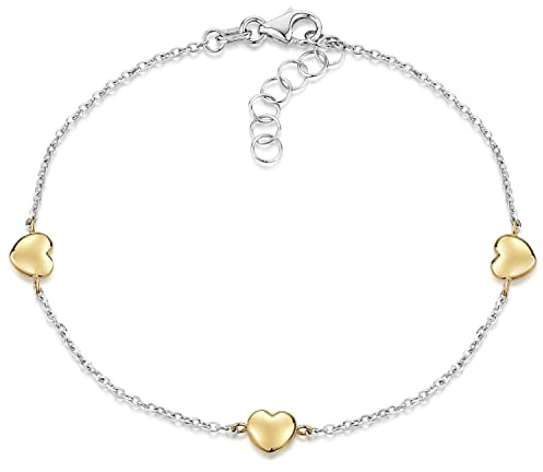 MATERIA by Matthias Wagner Damen Armband gold 375 echt mit Herzen 1,45g bicolor 16-18cm GA-18