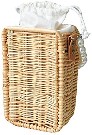 JYCRA Handgewebte Rattan-Tasche, natürliche Weiden-Taschen, Bohemian-Taschen, natürliche schicke Taschen, Strand-Stroh-Tasche, Rattan-Tasche