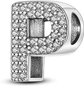 Pandach Damen Charm Anhänger Buchstabe P für Armband 925 Sterling Silber Charms Beads passend für Armband und Halskette, Kompatibel mit Europäischen Armbändern für Frauen Mädchen