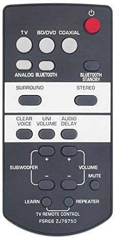 FSR66 Replace Remote Control FSR66 ZJ78750 Soundbar Remote Control Replacement fit for Yamaha Soundbars FSR66 ZJ78750 YAS-103 ATS-1030 fsr66 zj78750 ats-1030 yas-103 YAS-93 Soundbar Remote Controller