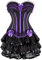 Corset Jupe Bustier Overbust Robe Set Femmes Sexy Dentelle Bande Guêpière Lingerie Grande Taille Costumé Violet M