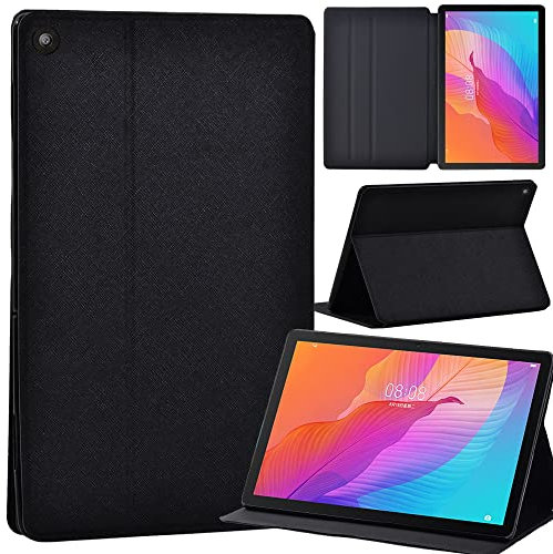 Huawei MediaPad M5 Lite 10 10.1 inch Cover Case Slim Lightweight Trifold Stand PU Case Cover Auto Sleep/Wake for Huawei MediaPad M5 Lite 10 10.1 Inch 2018 Release Tablet (Black)