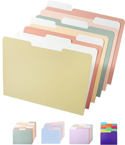 Mr. Pen- File Folders, 18 Pack, Vintage Colors, 1/3-Cut Tab, Letter Size, Colored Folders, Office Supplies with Tabs