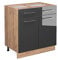 Vicco Küchenunterschrank Fame-Line, Anthrazit Hochglanz/Goldkraft Eiche, 80 cm mit Schubladen, ohne Arbeitsplatte