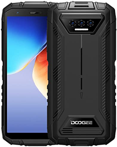 DOOGEE Android 12 Outdoor Handy Ohne Vertrag S41 PRO, Octa Core 4GB+32GB (1TB Erweiterbar), 6300mAh Akku, 13MP Dreifachkamera, IP68 IP69K Stoßfestes Smartphone Dual-SIM, 5,5'' HD+, GPS NFC Schwarz
