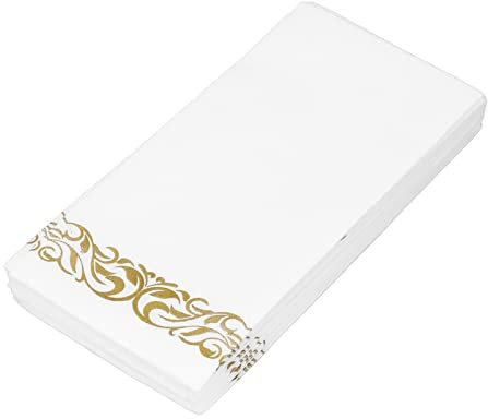 Goldene Servietten, Servietten mit Goldrand, Handgefühl, Leinen, Einweg, für Hochzeit, Haushalt, Abendessen