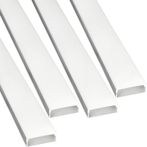 JANDEI – 4 x 1 meter Lange Aluminiumprofile für die Oberflächeninstallation von LED-Lichtbändern mit Durchscheinendem Diffusor. Inklusive Endkappen und Zubehör (29,4mm x 9,9mm)