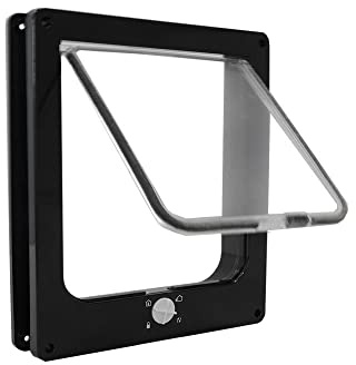 IVOL Katzenklappe - Mit Schließfunktion - Einfache Installation Katzentür - 4 Wege Magnet Verschluss (XL - 25x29x5,5 cm - Schwarz)
