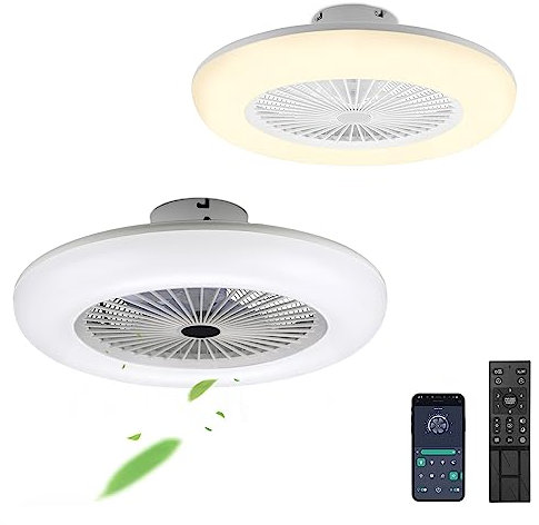 Yakimz 2er 80W Deckenventilator mit Beleuchtung, 55CM LED Dimmbar Deckenlampe mit Ventilator mit Fernbedienung und APP, Sommer-Wintermodus (Vor- und Rücklauf), 6 Geschwindigkeiten, 3000-6500K