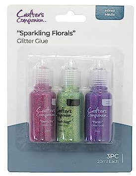 Crafter's Companion - Mixed Media 20ml Glitter Glue - Sparkling Florals - Pack of 3