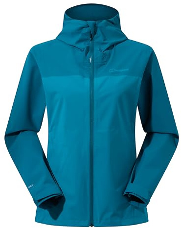 Berghaus Women's Arnaby Hooded Waterproof Jacket | Lightweight | Stretch, Deep Ocean/Jungle Jewel