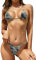 SHEKINI Femmes Bikini Dos Nu Sexy Micro Petite Tasse Triangle Haut de Bikini Réglable Deux Pièces Maillot de Bain Tanga Brésilien Taille Basse Bas de Bikini (Vert armée Camouflage, M)
