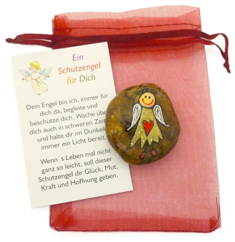 Andys Steinwelt® Schutzengel Geschenk Handschmeichler, personalisierbar | Glücksbringer für Prüfung, Glücksstein für Kinder und Erwachsene, Engel Figur, Motiv, Tischdeko für Taufe & Geburtstag