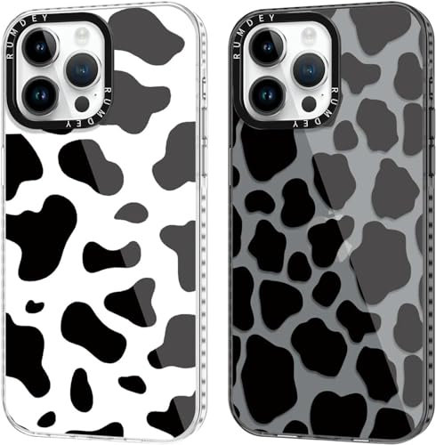 RUMDEY 2 Pack Cute Pattern for iPhone 11 Pro 5.8 Phone Case, Cow Print Aesthetic Design Clear Cases Soft Silicone Slim TPU Shockproof Protective Fundas for Women Girls,Black&White