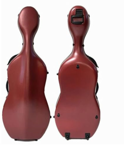ZoRHac Custodia for Violoncello 4/4 a grandezza Naturale Custodia Rigida for Violoncello Resistente in Fibra di Carbonio Leggera con Ruote e Zaino, Robusta, Portatile e Impermeabile(Color:Red)