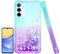 Kompatibel mit Samsung Galaxy A15 5G Hülle,(Unzerstörbar Stoßfestigkeit) Handyhülle Transparent Flüssigkeit Glitzer Silikon TPU Mädchenhaft Frau Handyhülle, Hülle für Samsung A15 5G,Blaugrün/Lila