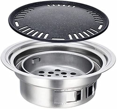 WENSHENG Gasgrill Edelstahl Holzkohle Rund Antihaft-S Tragbarer Holzkohlegrill Für Outdoor Camping BBQ
