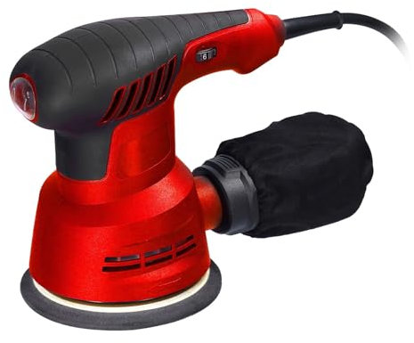 WLLKIY 300W Ponceuse Excentrique Électrique 125mm Plaque De Ponçage Ponceuse Électrique Traitement du Bois Meubles Voiture Polisseuse DéPoussiéRage Efficace(Red)
