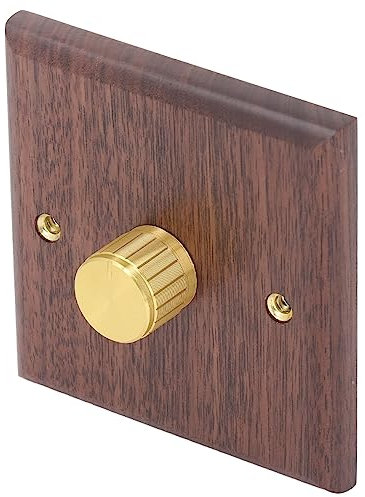 Black Walnut Wood Dimmer Switch with Brass Knob Dimming Switch for Home Light 200 Speed Regulation Electrical Socket Operation Non Slip Labor Saving