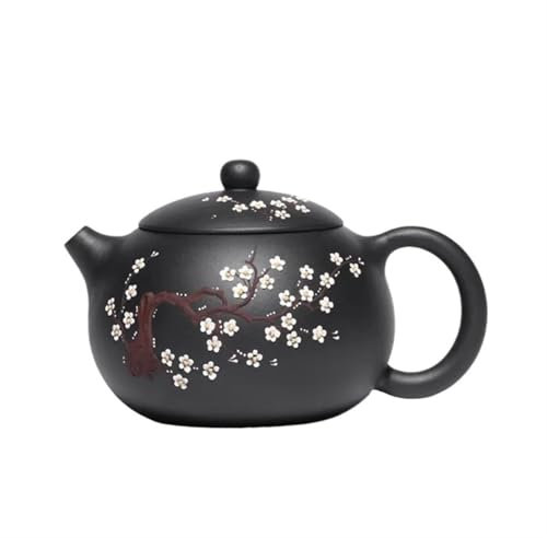 FCMWLKEJI Tetera clásica Yixing de arcilla morada de 400 ml, mineral de barro negro, tetera Xishi, alta capacidad, ciruela, bossom, tetera, juego de té para el hogar