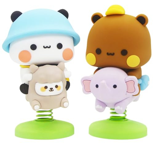 LKNBIF Bubu Dudu Wackelfigur, Mini Panda Spielzeug, Personalisiertes Auto Schaukelspielzeug, Auto Ornament Dekorationen, Büro Desktop Dekorationen - 2 Stück