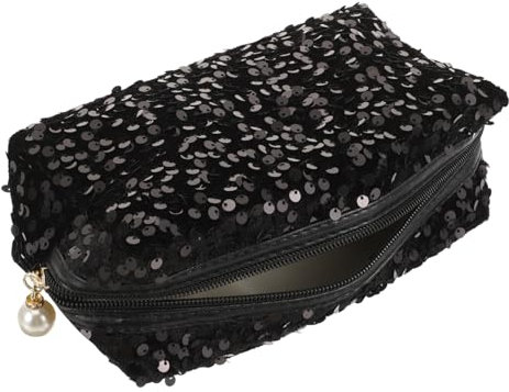 PAMINGONO Kosmetiktasche Für Damen Mit Pailletten-Design Make-up-Handtasche Mit Großem Fassungsvermögen Für Hautpflegeprodukte Und Toilettenartikel Tragbare Aufbewahrungstasche Für Reisen Un