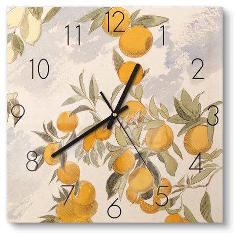 DEQORI Reloj de cristal | 30 x 30 cm | diseño naranja | reloj de diseño silencioso de cristal | reloj de pared para salón y cocina | moderno reloj llamativo para la pared