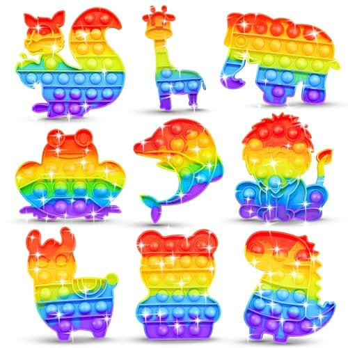 18 Stück Pop Bubble Fidget Toy, Sensorisches Fidget Spielzeug mit Tierforme - Anti-Stress Popspielzeug für Kinder & Erwachsene, Geschenkidee für Geburtstag/Weihnachten/ADHS-Sensorik