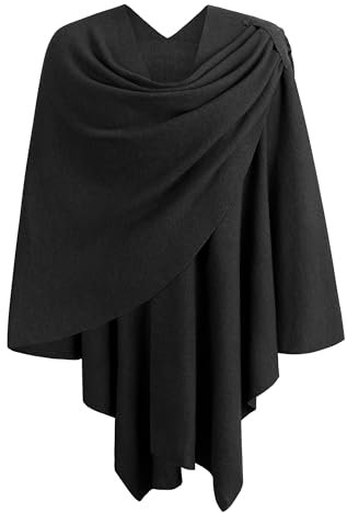 PULI Damen Poncho Schal Cashmere Feeling Strick Cape Cardigan Für Frauen Geschenk Für Mutter Holzkohle