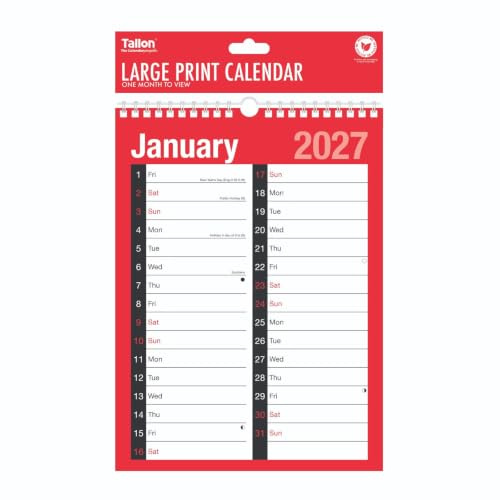 2025 A4 Großdruck Wandkalender - 2 Spalten Monatsansicht Familienplaner - Spiralbindung Hängeorganizer - Leicht zu lesen