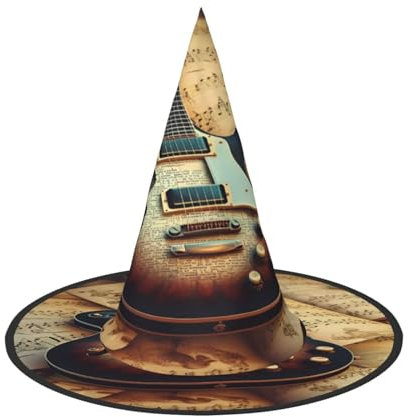 RAIZHE Spooktacular Halloween-Hexenhut, Harfe und Musik, 1 Stück, Premium-Kostüm-Zubehör für Partys, Karneval, Rollenspiele, Halloween-Hut