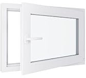 Finestra in PVC, con triplo vetro, tirante destro, bianco, larghezza 900 x 600 mm
