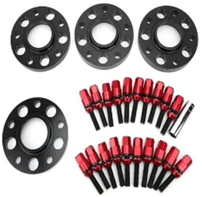 Spurverbreiterung 4 STÜCKE Spurverbreiterungen 66,6mm 5x112 Versetzt (2) 15 MM & (2) 20 MM Hub Centric Spacer W/Radschrauben M12x1.5 Für Benz Spurverbreiterungen(Rot)